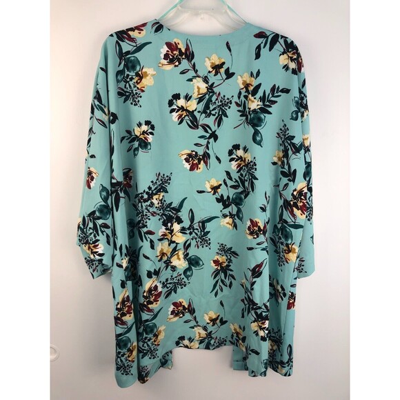 EVRI Floral Kimono Jacket Open Front Size 1X Feminine 3/4 Sleeves - Picture 7 of 9